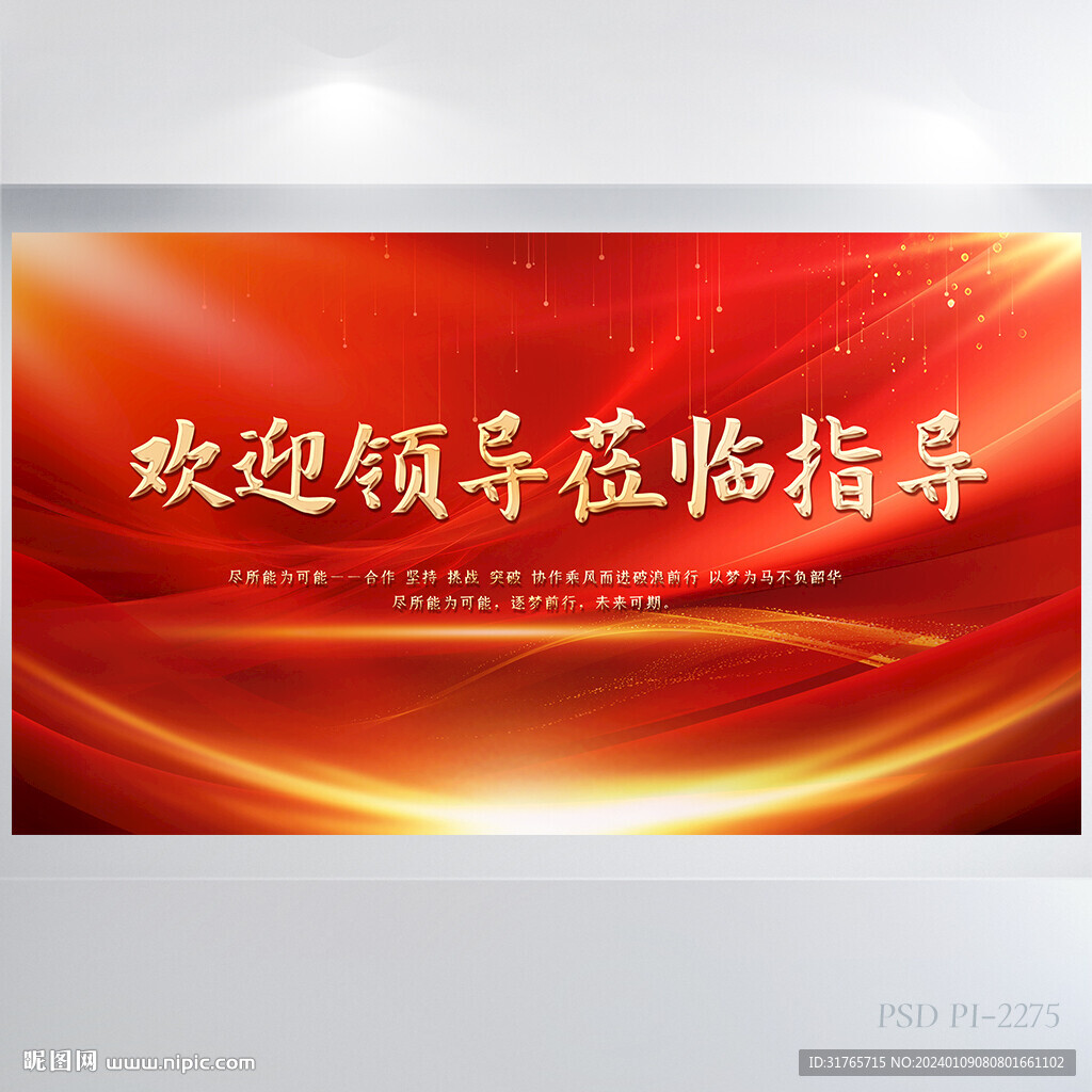 热烈欢迎上级领导莅临指导展板海