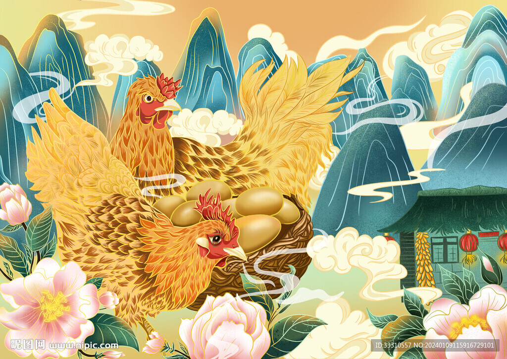 鸡蛋包装插画 源文件