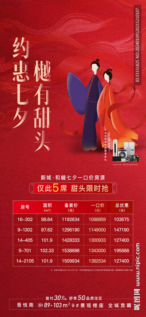 七夕特价房海报