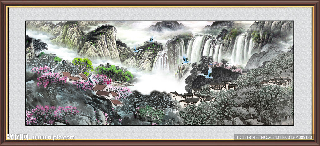 招财山水画 
