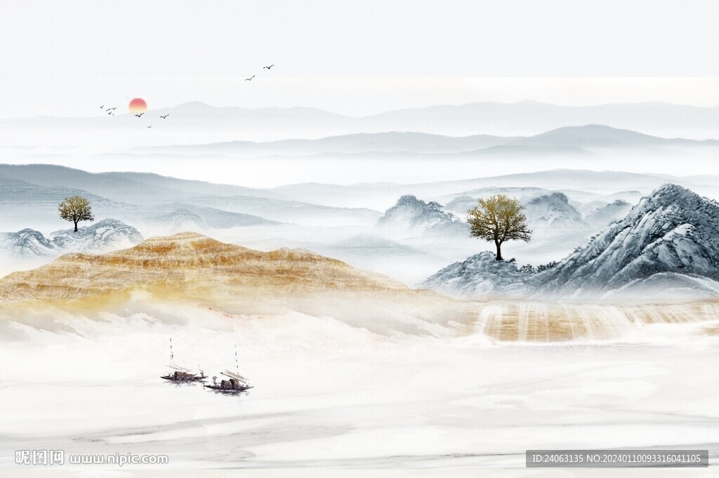 新中式抽象山水画