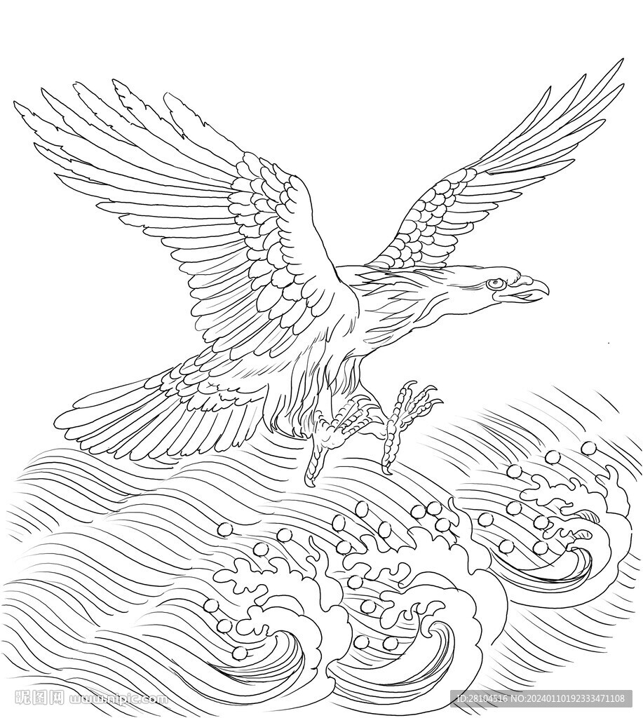 白描老鹰 