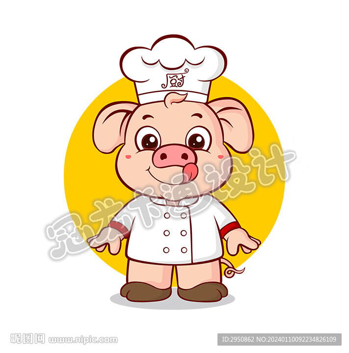 卡通小猪厨师全新造型