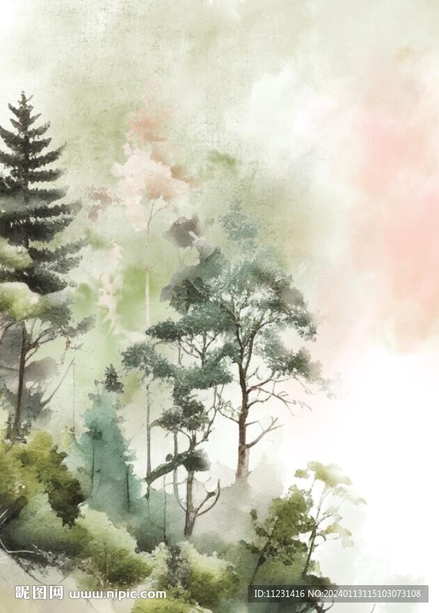 水彩森系背景