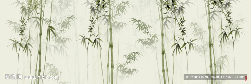 新中式巨幅水墨竹子背景