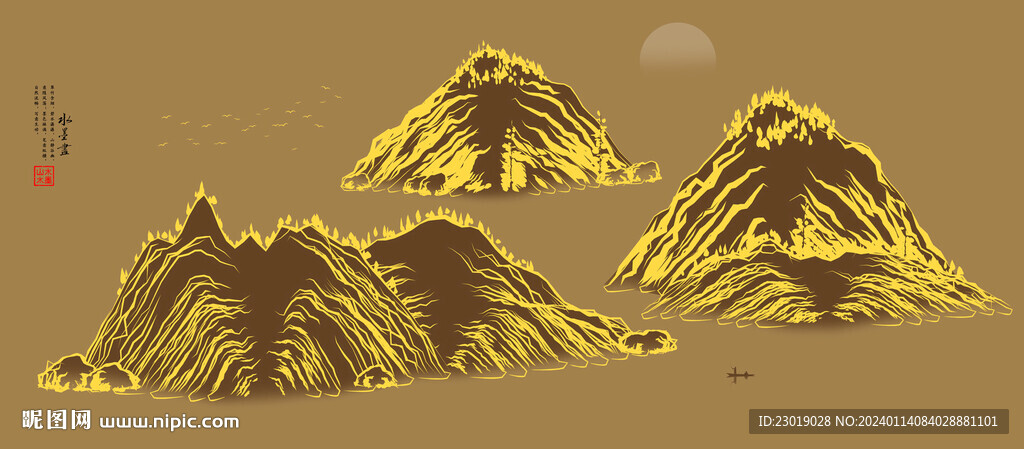 新中式抽象山水画