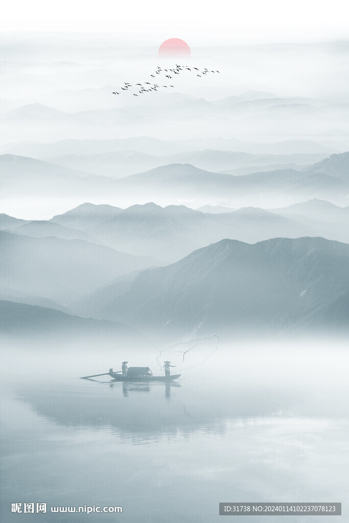 意境水墨山水画