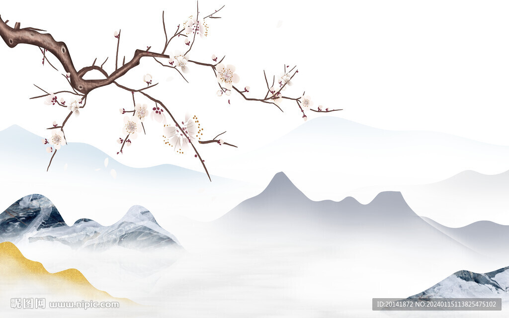 新中式意境山水背景