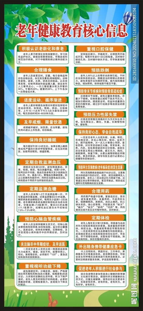 老年人健康核心信息展架