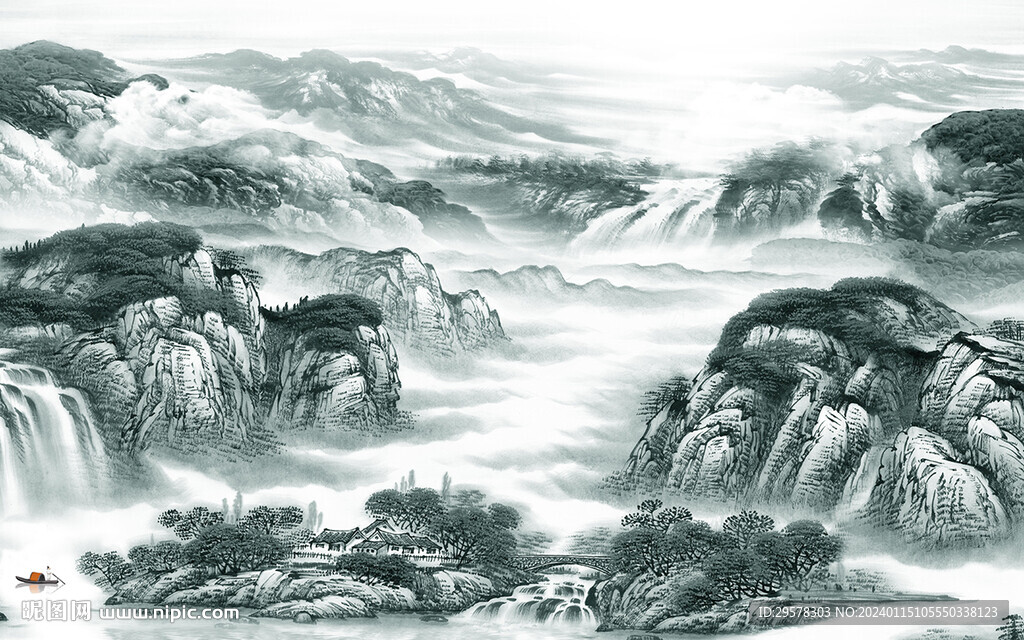 简约 中式山水新图 TIF分层