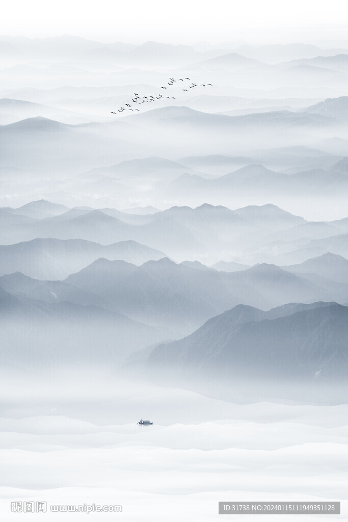 禅意水墨山水画