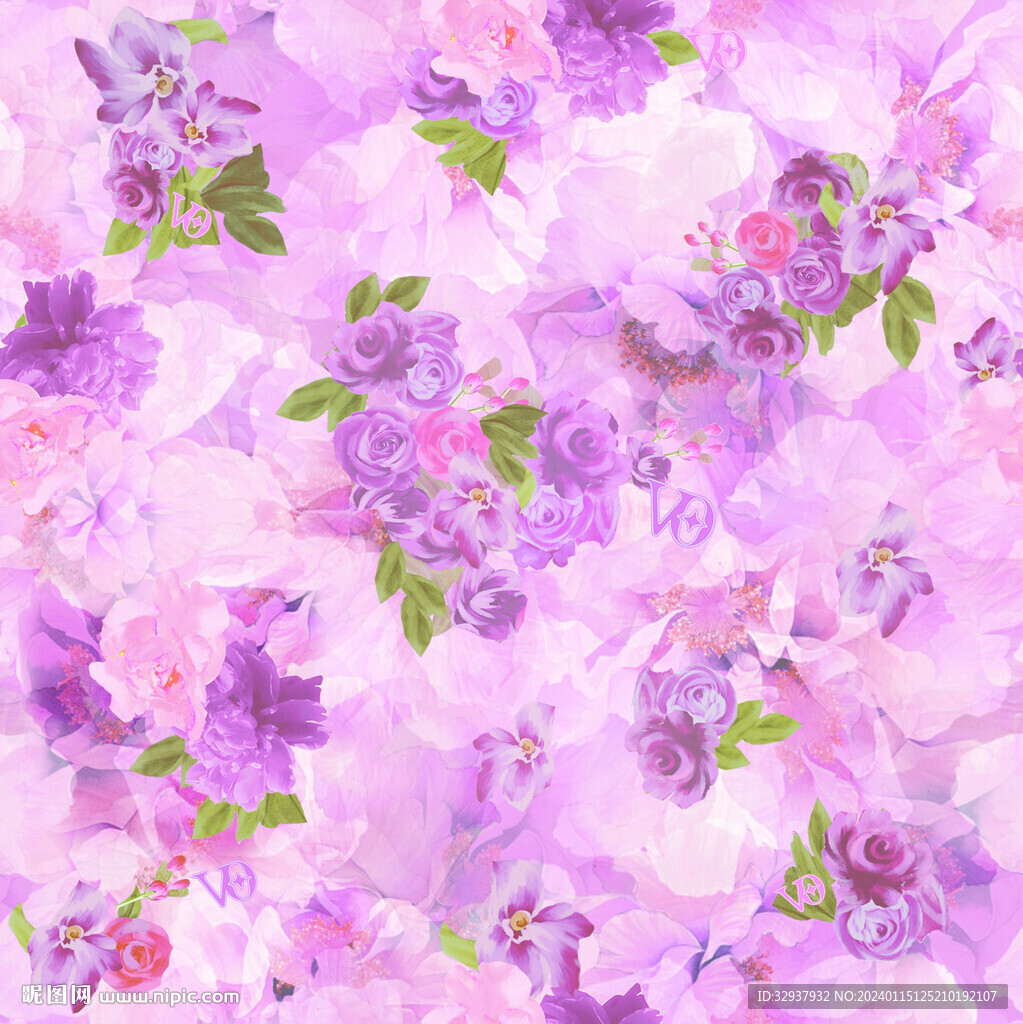 手绘花 数码印花 