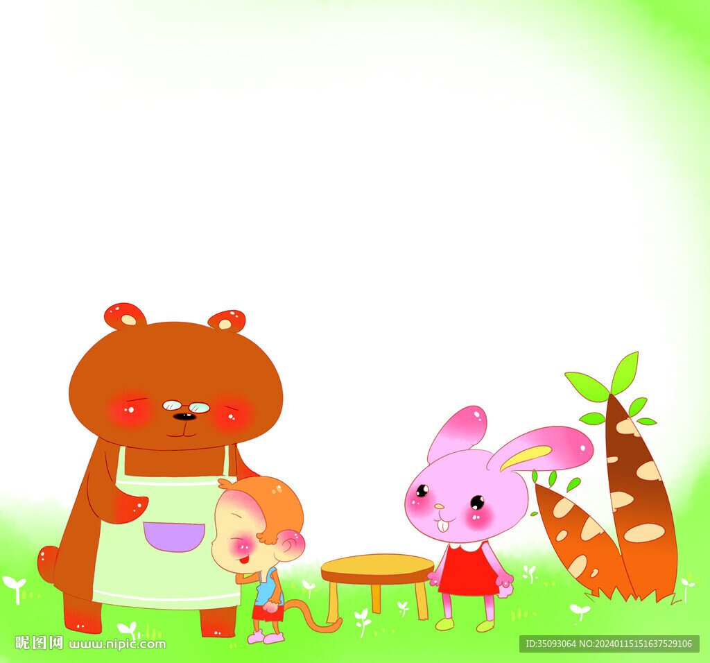 儿童插画小熊和兔兔