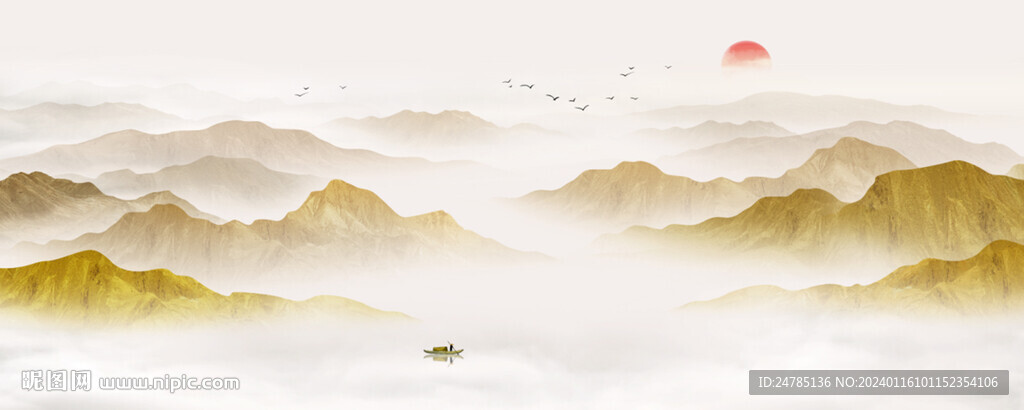 金色山水画