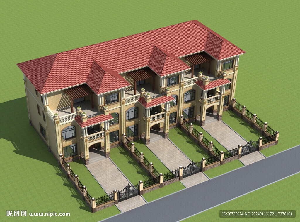 联排别墅建筑外观设计案例效果图