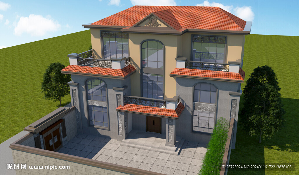 别墅建筑外观设计案例效果图