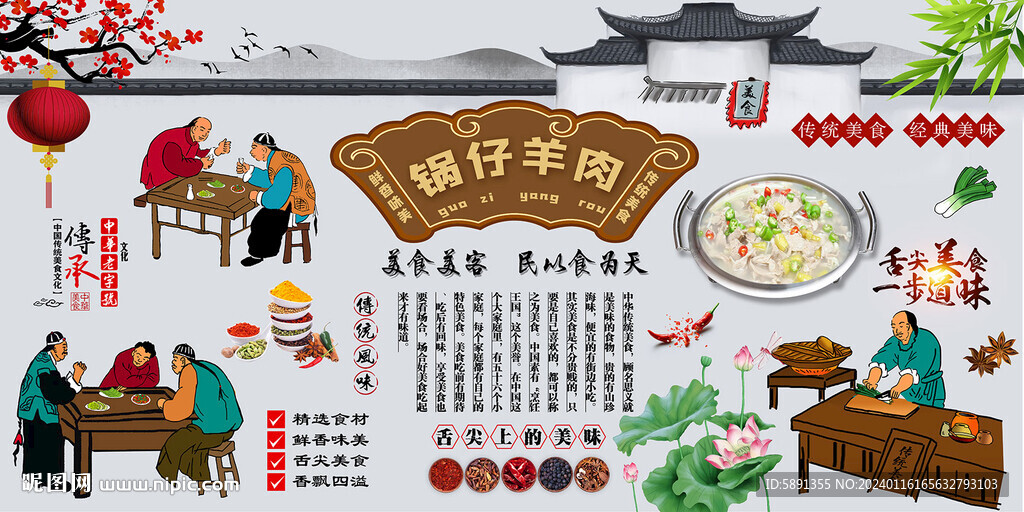 锅仔羊肉背景墙