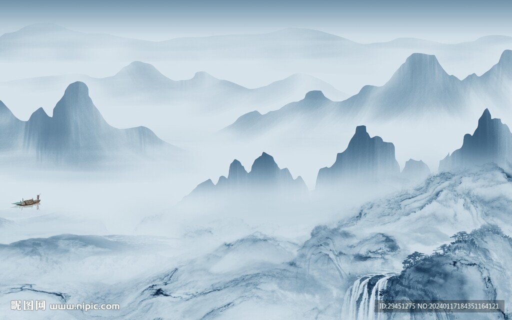 高档 中式新传山水 Tif分层