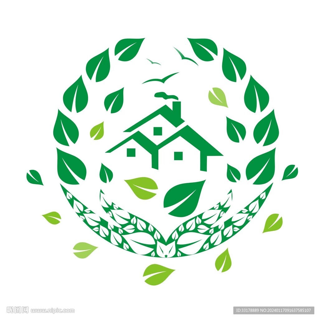 环保绿叶绿色家园图案设计