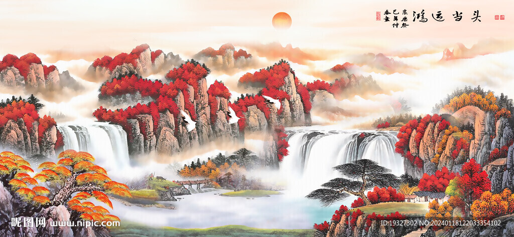 办公室鸿运当头挂画 