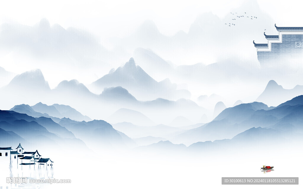 高端 意境简约山水 TIf分层
