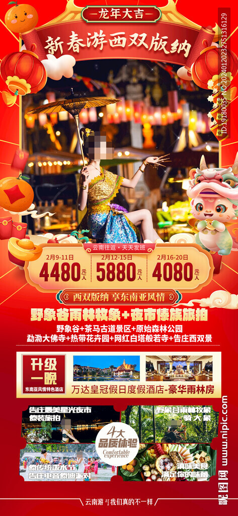 新年春节西双版纳旅游海报