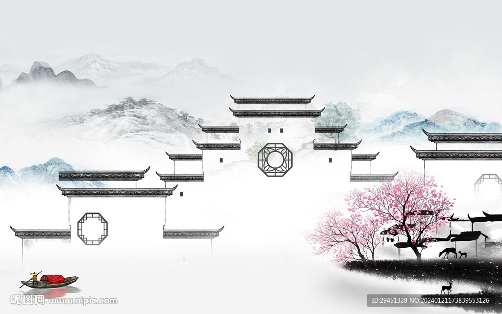 人气 极简客厅山水 Tif分层