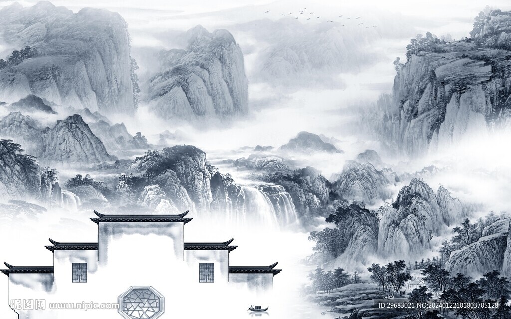 最新 清晰山水背景 TIf分层