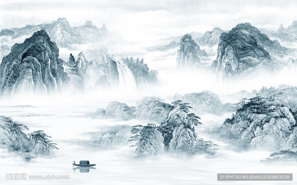 现代 新品中式山水 TiF分层