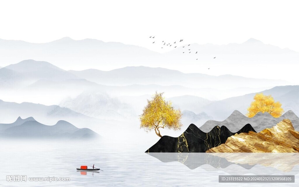简约山水背景墙