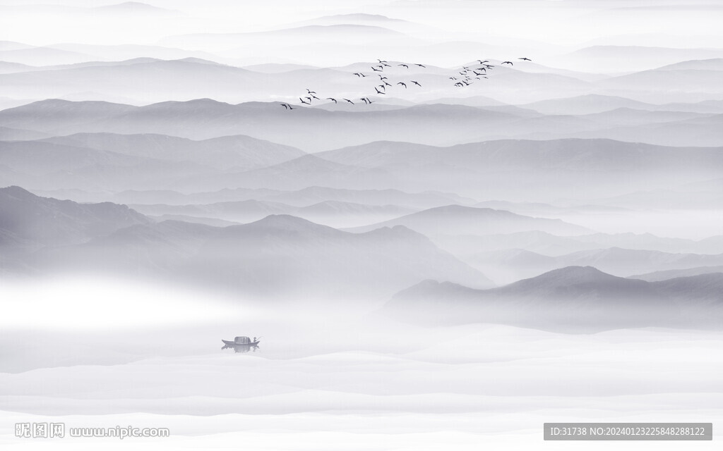写意水墨山水画