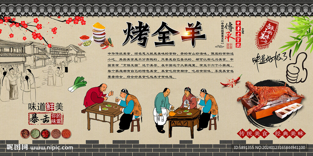 烤全羊背景墙