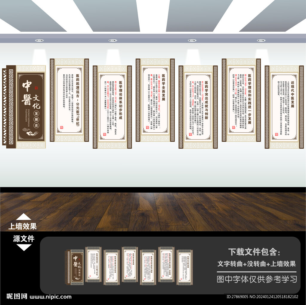 中医发展史文化墙展板