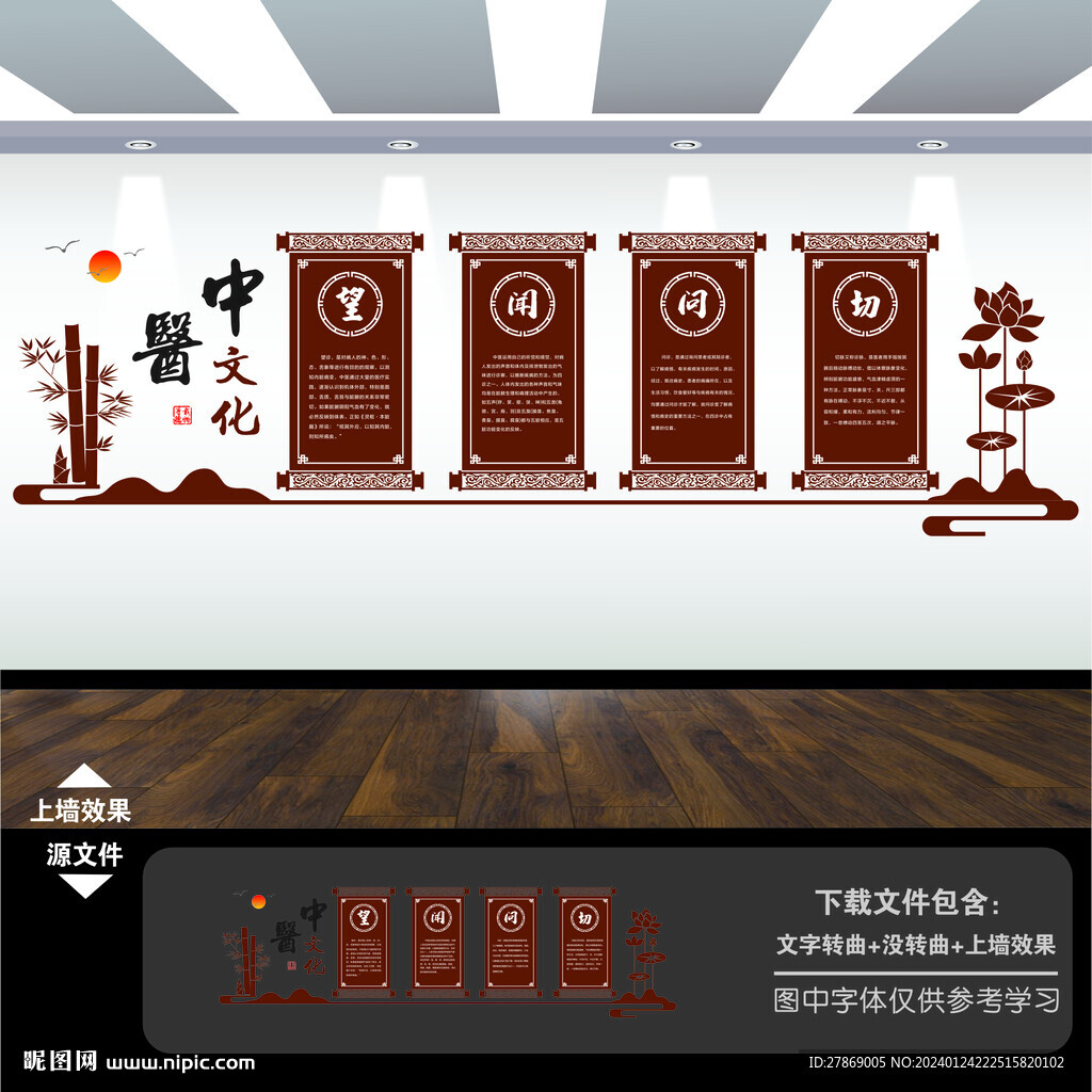 中医文化养生馆堂文化墙展板