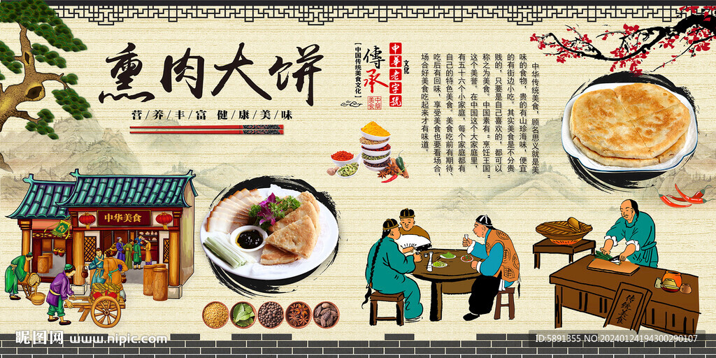 熏肉大饼背景墙