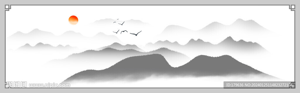 远山脉层峦叠嶂山脉云海风景画