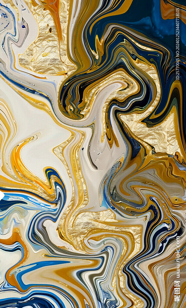 清新几何线条银杏叶金箔装饰画