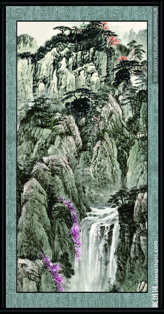 瀑布大厅画 