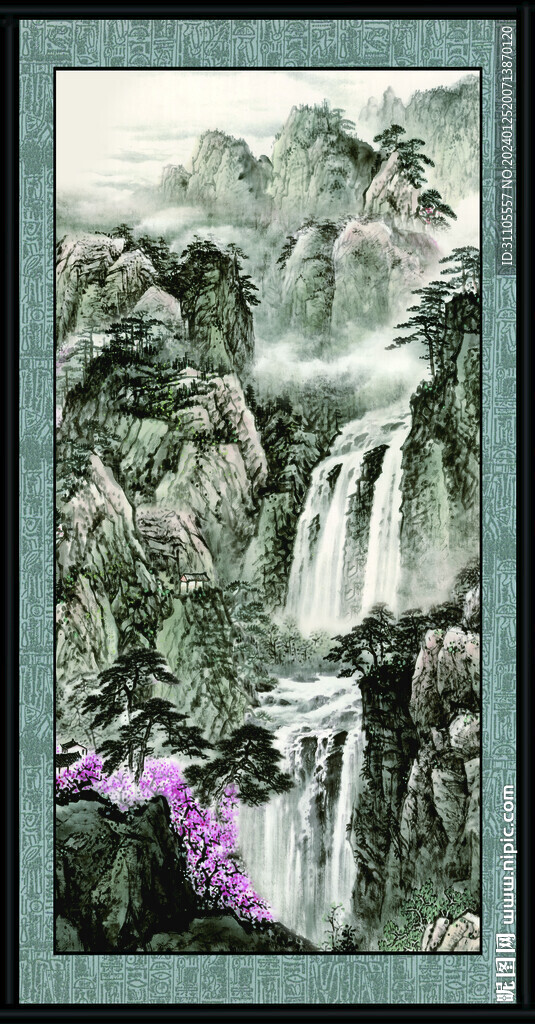 瀑布大厅画