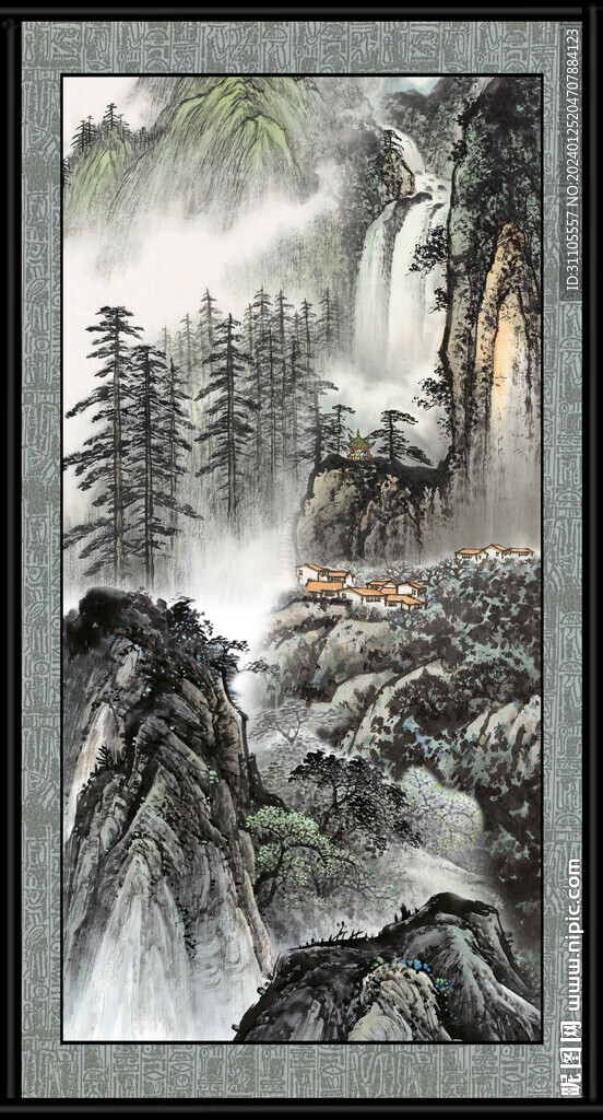 竖幅山水画 