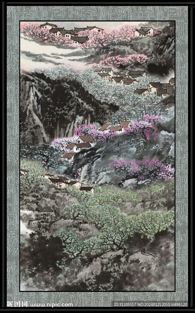 竖幅山水画 