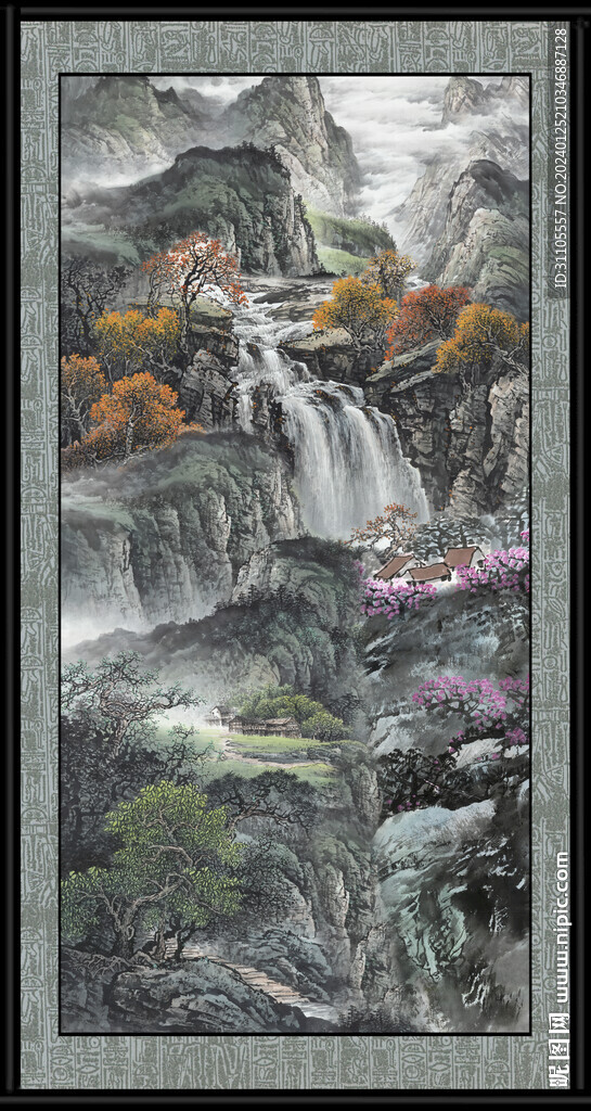 竖幅山水画 