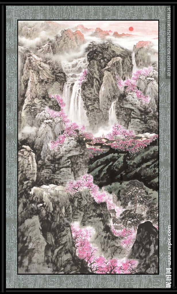 竖幅山水画 