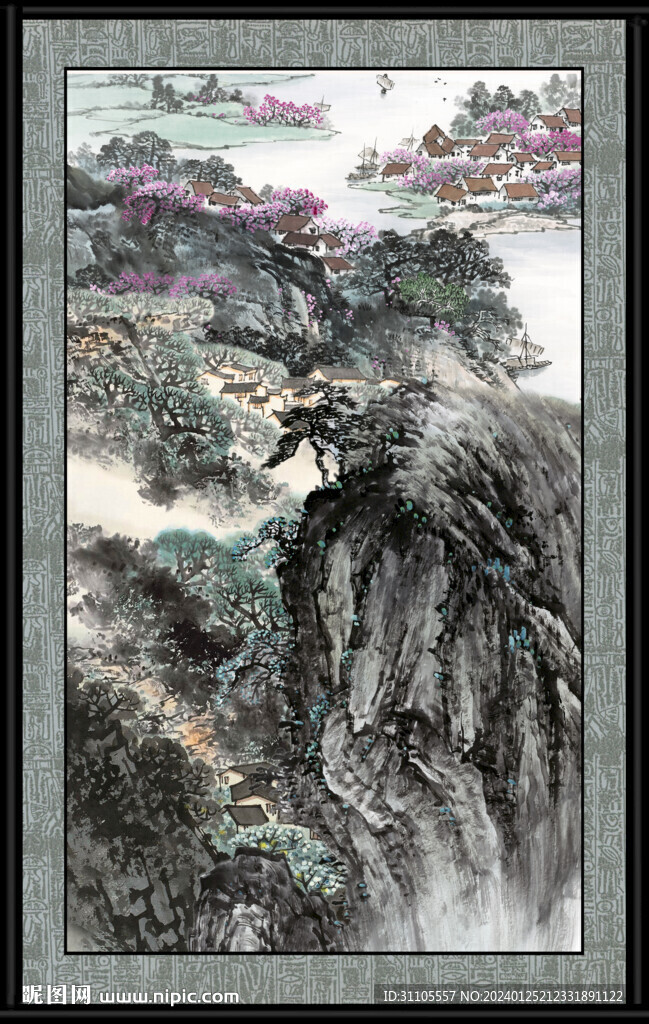 竖幅山水画