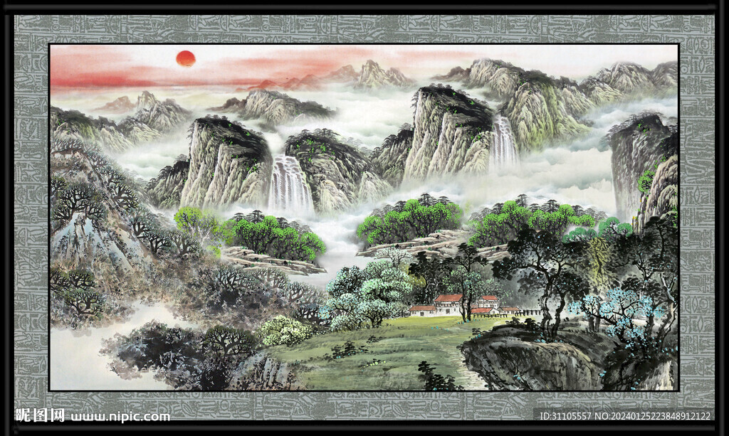 瀑布大厅画