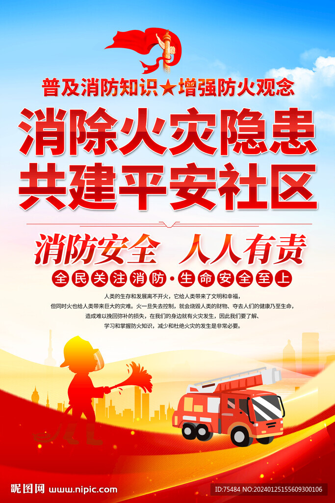 社区消防安全宣传海报