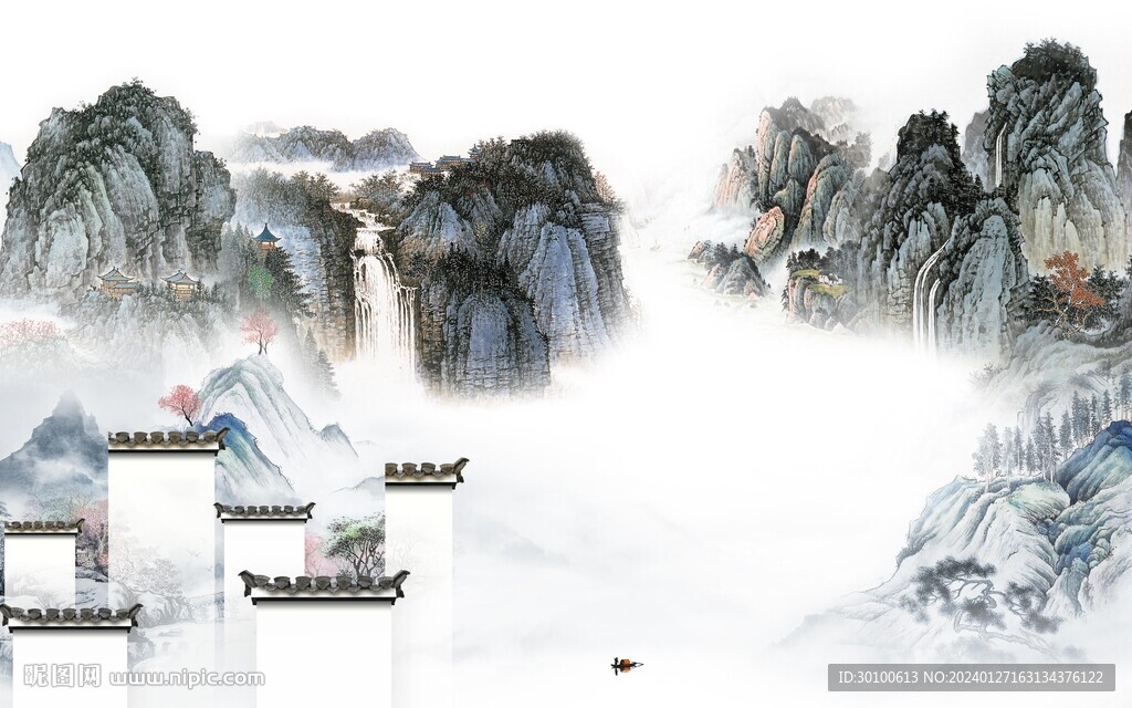 大气 中式意境山水 TIF分层
