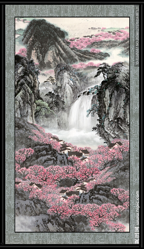 竖幅国画山水
