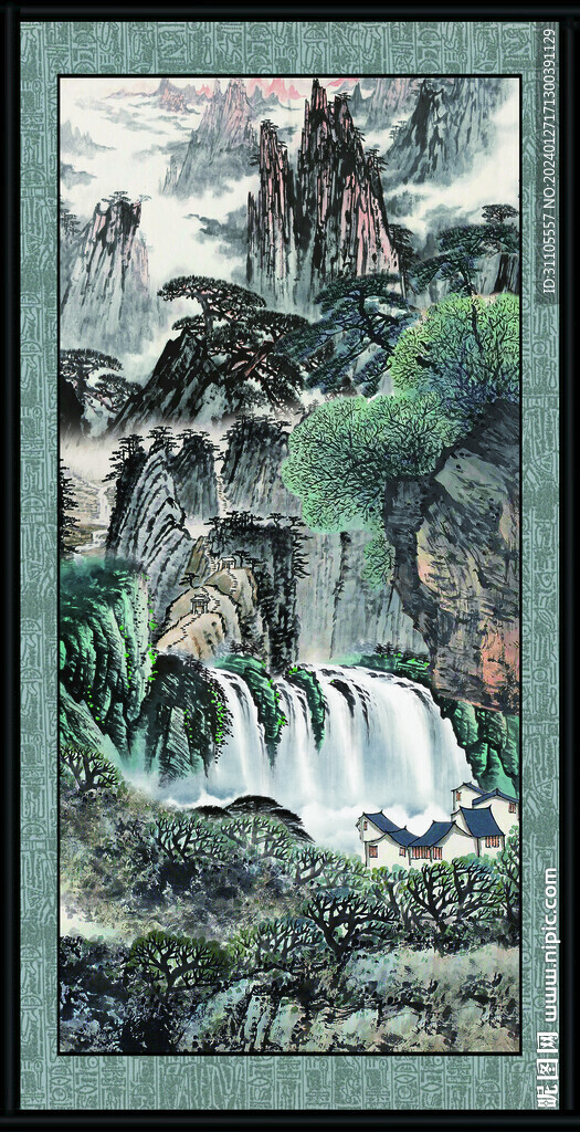 竖幅国画山水
