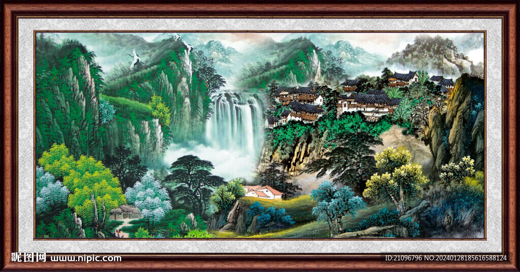 招财山水画 